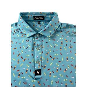 Bad Birdie Dock Solid Performance Golf Polo Shirt Men's Medium All Over Print